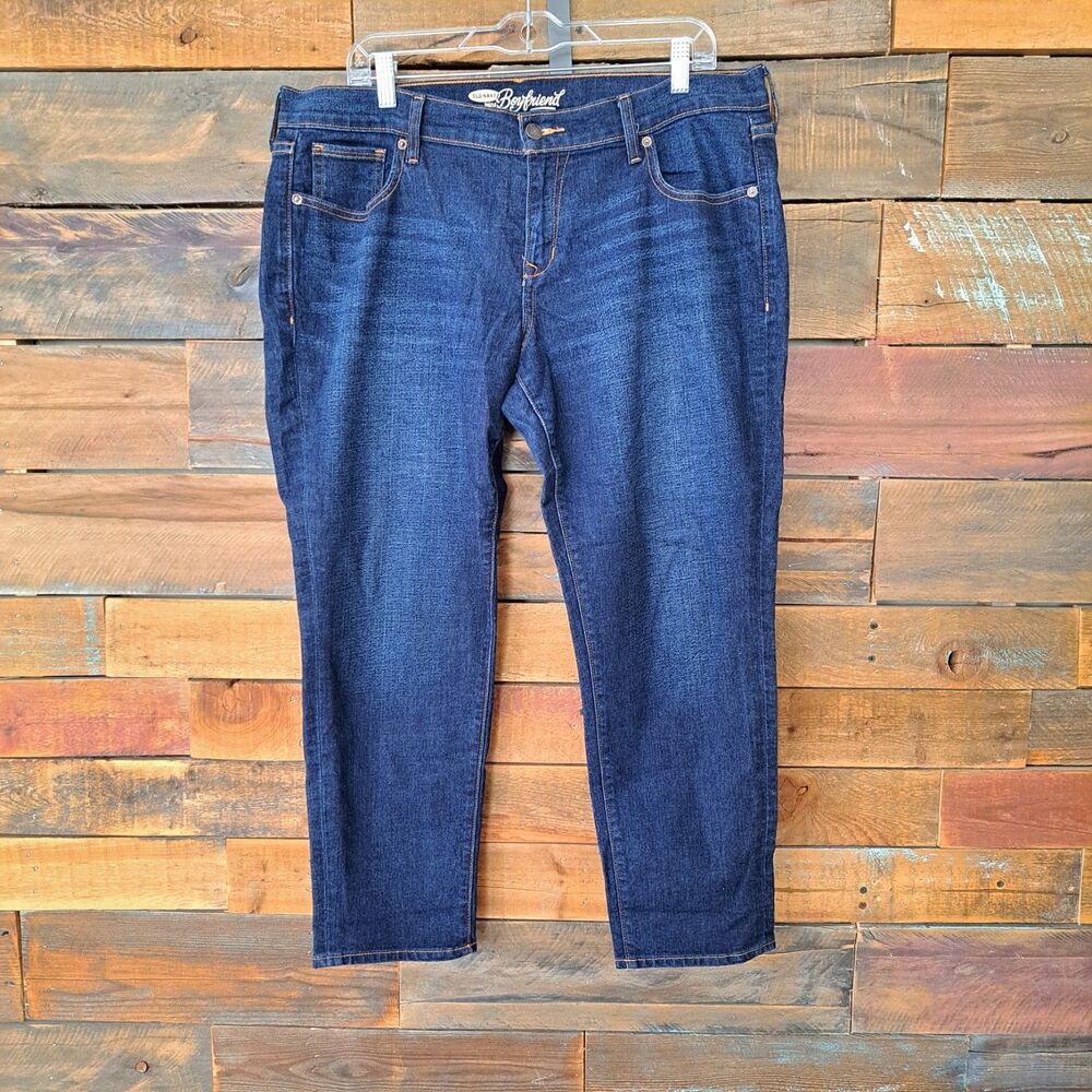 Old Navy Boyfriend Jeans Women's Size 14 Dark Wash Stretch